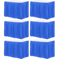 Pack of 6 Navy Blue Plastic Table Skirts, 29 Inches x 14 Feet Table Skirts for Rectangular Tables, Disposable Tablecloths for Birthday and Wedding Parties