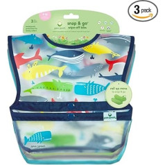 Green Sprouts - Snap & Go Wipe Clean Bibs, Blue Whales