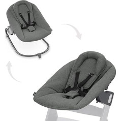 hauck Baby Rocker & Newborn Attachment Premium for Alpha & Beta High Chair from Birth - 2-in-1 Baby Attachment for Newborns with 5-Point Harness, Adjustable Backrest & Cotton (Dark Grey)