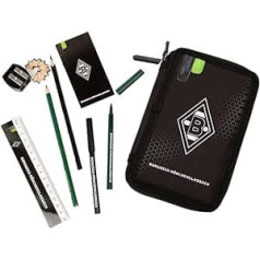 Borussia Mönchengladbach School Case Black Double Filled Pencil Case Plus Bookmark I Love Mönchengladbach, black