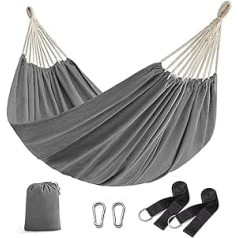 SONGMICS Hammock for 2 People 210 x 150 cm Maximum Load 300 kg for Patio, Balcony, Garden, Outdoor, with Carry Bag, Fastening Straps and Carabiner Included