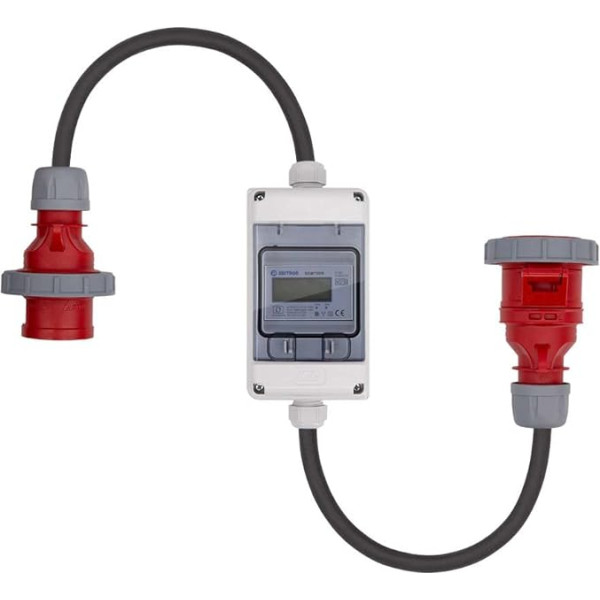 Swissnox 16A MID Calibrated - Digital Electricity Meter Adapter Box 400 V / 16 A CEE Plug and Coupling (PCE) Wattmeter Energy Meter Intermediate Meter High Current Meter Assembled in Germany (IP65)