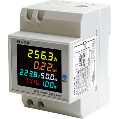 Electricity Meter, DIN Rail, LCD Digital Electricity Meter, 6 in 1, AC 40-300 V, 100 A, AC Meter, KWh Meter, Ammeter, Voltmeter, Din, Closed Type CT