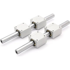 Set: 4x Solid Plastic Rjmp 01 with Aluminium Casing SCE16/2x Precision Waves H6 Ground and hardened, 200 mm, 16 mm With Threaded Holes M8 x 25