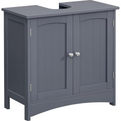 Vasagle BBC001G01 Under-Sink Cabinet with 2 Doors, Vanity Unit, Bathroom Cabinet, Adjustable Shelf, Lots of Storage Space, Freestanding, Country House Style, 60 x 30 x 60 cm, Grey