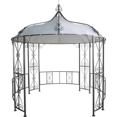 Degamo Burma Luxury Gazebo Garden Gazebo 300 cm Round Steel Frame Grey Powder Coated + Roof Waterproof White