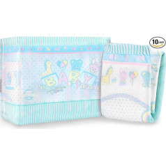 Littleforbig Adjustable Velcro Adult Printed Nappies Pack of 10 - Baby Parade (Medium 71-96 cm)