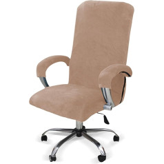 LIFEDX Velvet Plush Office Chair Cover with Armrests Plain Stretch Cover for Office Chair Elastic Chair Covers Spandex Office Computer Chair Covers Removable for Office Chair Covers Milky XL