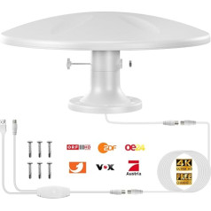 DVBT2 Antenna, Indoor Antenna DVB-T & DVB-T2 Antennas with Amplifier, Long Range and 360° Reception, Indoor Antenna for TVs with Strong Magnetic Base, Suitable for 4K 1080p and All TVs