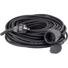 as - Schwabe rubber extension cable - 10 m cable with safety plug and safety socket including protective cap - 230 V, 16 A extension cable - IP44 - black I 60310