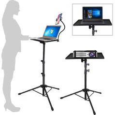 Tripod for Laptops, Laptop Stand with Adjustable Height, 50 to 122 cm, with Gooseneck Phone Holder, Portable Tripod for Projectors
