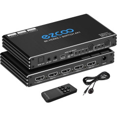 4K 120Hz HDMI 2.1 Switch 4x1 Audio Extractor VRR ALLM HDCP2.3 ARC HDR10+ CEC Optical SPDIF and 3.5 mm AUX Audio Out, HDMI Auto Switch 4 in 1 Out IR Remote Dolby Digital EDID for PS5 Xbox NVIDIA