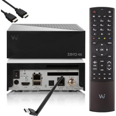 VU Zero 4K - UHD HDR Sat Receiver with 1x DVB-S2X Tuner, E2 Linux Smart Receiver, YouTube, CI + Card Reader, Media Player, HbbTV Media Library, USB, 150Mbit WiFi + EasyMouse HDMI Cable