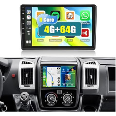 4G + 64G 8Core CAMECHO Android 13 Car Radio for Fiat Ducato/Peugeot Boxer/Citroen Jumper with Navi Carplay Android Car, 9 Inch Screen Double DIN Car Radio with Bluetooth RDS 32EQ DSP Mirror Link