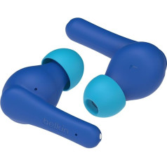 Belkin SoundForm Nano 2 Bluetooth In-Ear Kids Headphones with Built-in Microphone, 28 Hours Battery Life, Volume Limiting to 85 dB, IPX5 Waterproof for iPhone, iPad, Galaxy etc. - Blue