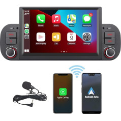 HLLECARMO Wireless Carplay and Android Car Radio for Fiat Panda 2013-2020, Mirror Link Bluetooth 5.0 with 7 Inch Touchscreen RDS AM/FM USB DSP High Power Subw EQ SWC- White