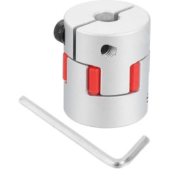 sourcing map D25 L30 8 mm bis 8 mm flexible Pflaumen-Schaftkupplung, Aluminium-Motoranschluss, flexible Spinnenkupplung für 3D-Drucker, CNC-Maschine und Servo-Schrittmotor (Silberfarben/Rot)