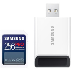 Samsung PRO Ultimate SD Card 256GB UHS-I U3 Full HD & 4K UHD 200MB/s Read 130MB/s Write Memory Card for Camera, PC, Drone or Action Cam, Includes USB Card Reader, MB-SY256SB/WW