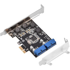 ASHATA USB 3.0 PCI Express Controller, PCI-E Expansion Card 2 x Internal USB 3.0 19-pin Connections, Super Speed PCI-Express to Internal 2 Port 19-Pin USB 3.0 Adapter for WinXP/7/8/8.1/10 etc.