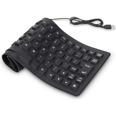 USB Silicone Foldable Keyboard, 5.1 x 13.5 Inch 85 Keys USB Wired Portable Waterproof Quiet Soft Rollup Keyboard, Ergonomic Wired Business Keyboard for iOS/Androd/Window PC Laptop