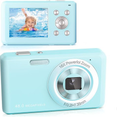 Digital Camera, HD 1080P Photo Camera Compact Camera with 32GB Card, 48MP Camera, 2.4 Inch 16X Digital Zoom Digital Camera for Teenagers, Beginners (Blue)