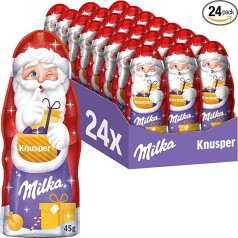 Milka Santa Claus Crisp 24 x 45 g I Chocolate Santa Claus Large Pack I Christmas Chocolate Made from 100% Alpine Milk with Grain Crisps