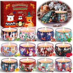 ZZXLOPEZ Scented Candles Set, 12 Pieces Aromatherapy Candles Set, Christmas Candles Gift Set, Soy Wax Candle Set, Portable Travel Candles for Mother's Day, Christmas, Birthday, Stress Relief, Bath,