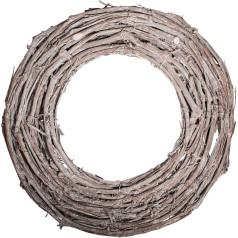 Rayher 65272505 Vine Wreath, White Wiped, 40 cm Diameter, Natural, Flat, Height 3 cm, Decorative Wreath, Table Wreath, Advent Wreath, Door Wreath, Wreath Made of Branches, Natural Wreath, Wall Wreath