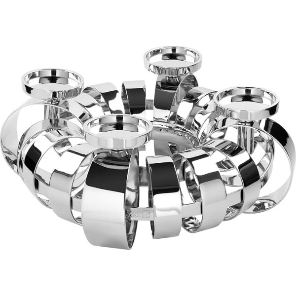 Fink Anello 158476 Pillar Candle Holder 4-Bulb Aluminium Nickel Plated Iron Silver Size: Height: 18 cm Diameter: 40 cm 158476 18 x 40 cm