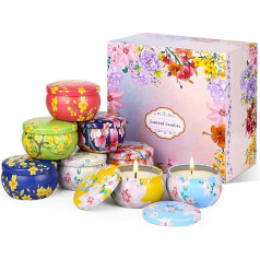JOSPL Pack of 8 Scented Candle Gift Set, Christmas Candle, 100% Natural Soy Candles, Lemon, Lavender, Rosemary Aromatherapy Candle for Massage, Stress Relief, Christmas, Birthday, Mother's Day,