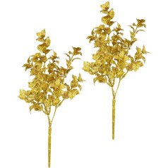 Mini Ilex Branch with Glitter Artificial Plant Flower Bush Ilex Artificial Branch Decorative Christmas Decoration Arrangement Wreath Advent Wreath Garland Branch Christmas Decoration Set of 2