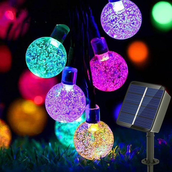 Auting LED Fairy Lights, Solar Outdoor, 60 LED Balls, Fairy Lights, Colourful, 11 m, Crystal, 8 Modes Outdoor Fairy Lights, Waterproof Crystal Balls, Lighting for Garden, Patio, Trees, Yard, Home Party Decoration