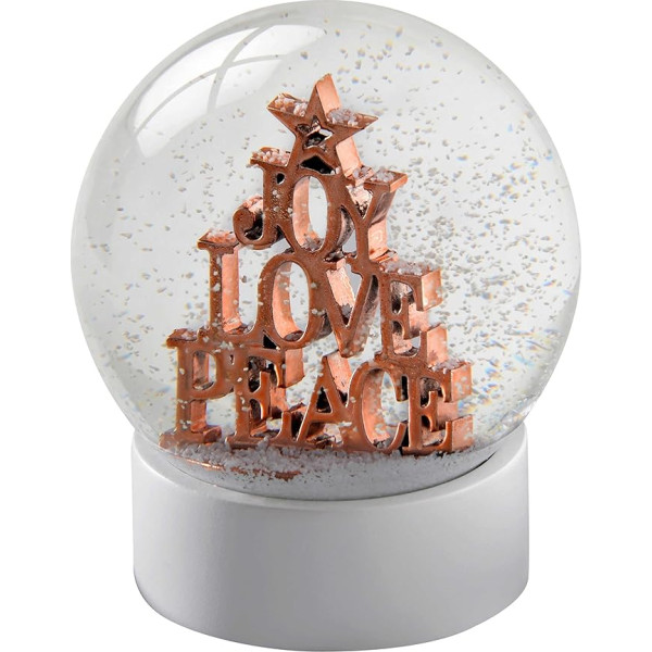 WeRChristmas 11 cm Joy Love Peace Snow Globe Weihnachten Dekoration, Rose Gold,