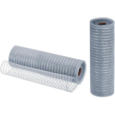 sourcing map Jute-Netzband, 25,4 cm x 9,2 m, PP, dekoratives Netzband, Geschenkband für Weihnachtskranz, Party, Dekoration, Basteln, Girlanden (Silberton mit Silberfolie, 2 Stück)