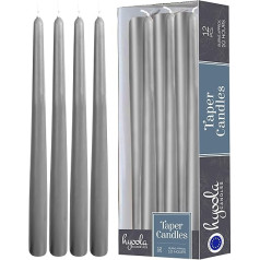 Hyoola Taper Candles - 30 cm Dark Grey, Drip-Free Table Candles - Candles Long Burning Time 10 Hours - Pack of 12