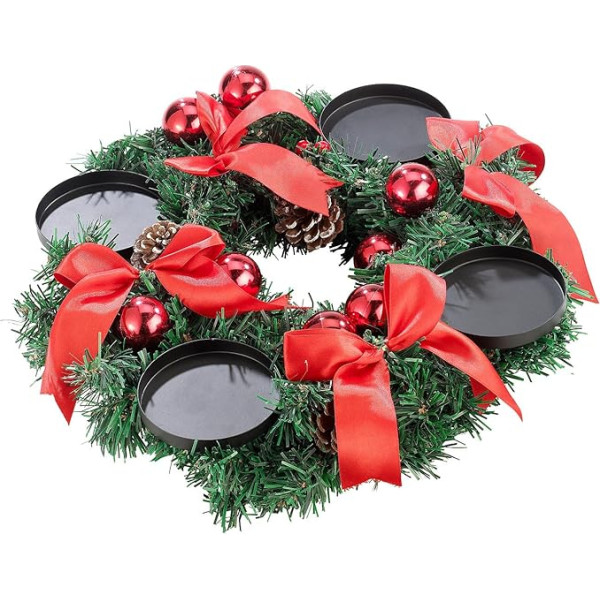 Britesta Advent Wreath without Candles: Advent Wreath with Red Jewellery, Diameter 30 cm (Advent Arrangement without Candle, Christmas Decoration Wreaths, Red Advent Wreaths)