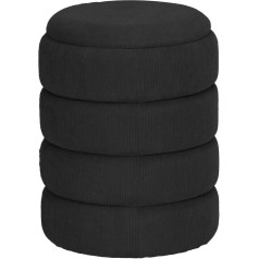 Urbnliving Soft Velvet Ottoman Storage Footstool Dressing Chair (Black Round) PSP-14352-20670