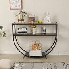 Mellcom 2 Tier Console Table Modern Sofa Table with Storage Compartments Arched Table for Entryway, Living Room, Dining Room and Porch