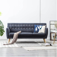 Hommdiy Sofa 3-Seater Upholstered Sofa, Lounge Sofa, Couch for Living Room, Seating Furniture Couch, Upholstered Furniture for Small Apartments, Solid Wood Frame and Legs, 172 x 70 x 82 cm, Grey