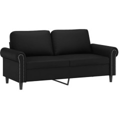 ‎Vidaxl vidaXL Sofa 2-Seater, Lounge Sofa Couch with Armrests Back Cushion, Living Room Sofa Design Sofa Metal Frame, Seating Furniture Two Seater, Black Faux Leather