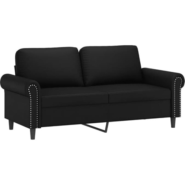 ‎Vidaxl vidaXL Sofa 2-Seater, Lounge Sofa Couch with Armrests Back Cushion, Living Room Sofa Design Sofa Metal Frame, Seating Furniture Two Seater, Black Faux Leather