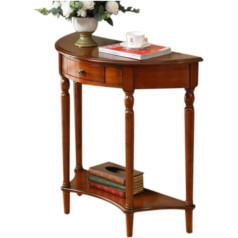 Xiaolin Hallway Console Table Wooden Entrance Living Room Side Table Storage Shelf Bedroom Semicircle Corner Table with Drawer (Colour : 01)