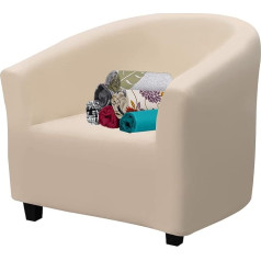 ‎Figooo FIGOOO Armchair Cover, Club Chair, Stretch Protective Cover for Cocktail Chair, 1 Piece Armchair Protector, Removable, Washable Armchair Covers, Armchair Throw for Single Sofa, Beige