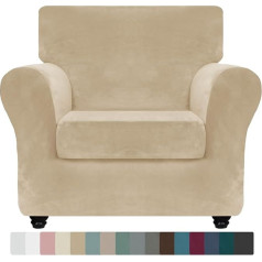 ‎Znsayotx ZNSAYOTX Luxus-Samt-Stuhlhussen mit Armlehnen, 2 Stück, Stretch-Stuhlbezüge für Wohnzimmer, dick, weich, rutschfest, für Hunde und Haustierfreundlich, Möbelschutz (Kamel, Stuhl)