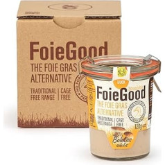 FoieGood - Duck spread with porcini mushrooms - Duck liver pate - Suitable as a starter - Smooth and creamy - Without forced feeding - 120 g glass container