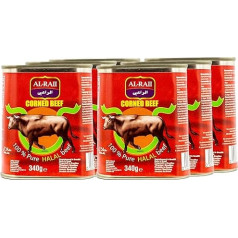 Al Raii - Corned Beef Halal 340g - Cured Beef Crushed - Cooked in Own Juice (6 x 340g)