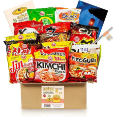 Guksu Box with 16 Korean Noodles, Selected Mix of Versatile Flavours, Korean Instant Noodles, Gift Box