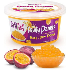 Popping Boba Fruit Pearls Passion Fruit Beads - 450 g Bubble Blends Boba Beads with Fruit Juice - Dairy Free, 100% Fat & Gluten Free - Boba Bubble Tea Beads - Drink Addition or Decoration