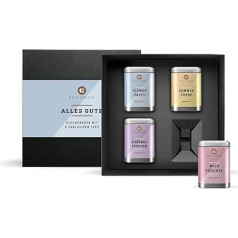 MEIN GENUSS Tea Gift Box Alles Gute - Congratulations Gift for Tea Drinkers - Tea Set with 4 Different Tea Types from Around the World - Wellness Time Out Gift - Tea Tasting Set