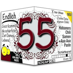 Schlump-Chili Endlich 55 - the funny sharp birthday gift. An original gift idea for a 55th birthday for men and women